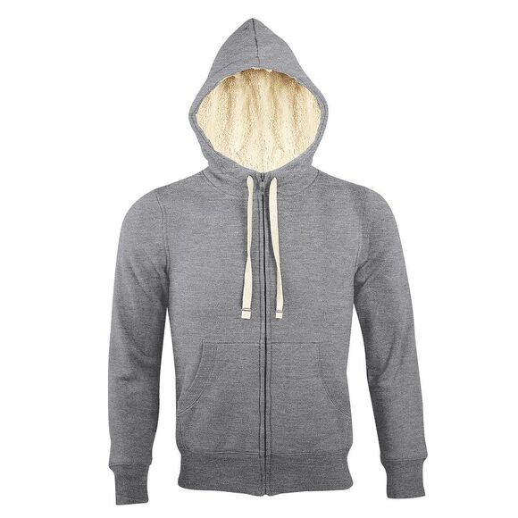 SOLS Sherpa Unisex Unisex Zip-UpSweatshirt / Hoodie / Gray Marl